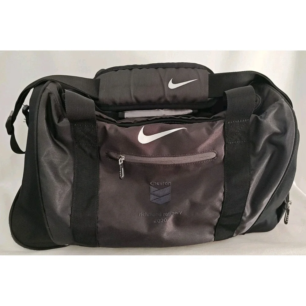 Nike Duffel Bag Black TC0241-010‎ Embroidered Logo Travel shoe Garage with strap